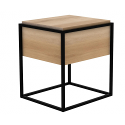Ethnicraft Oak Monolit Bedside Table W48/D48/H51cm – 1 Drawer - Solid Oak
